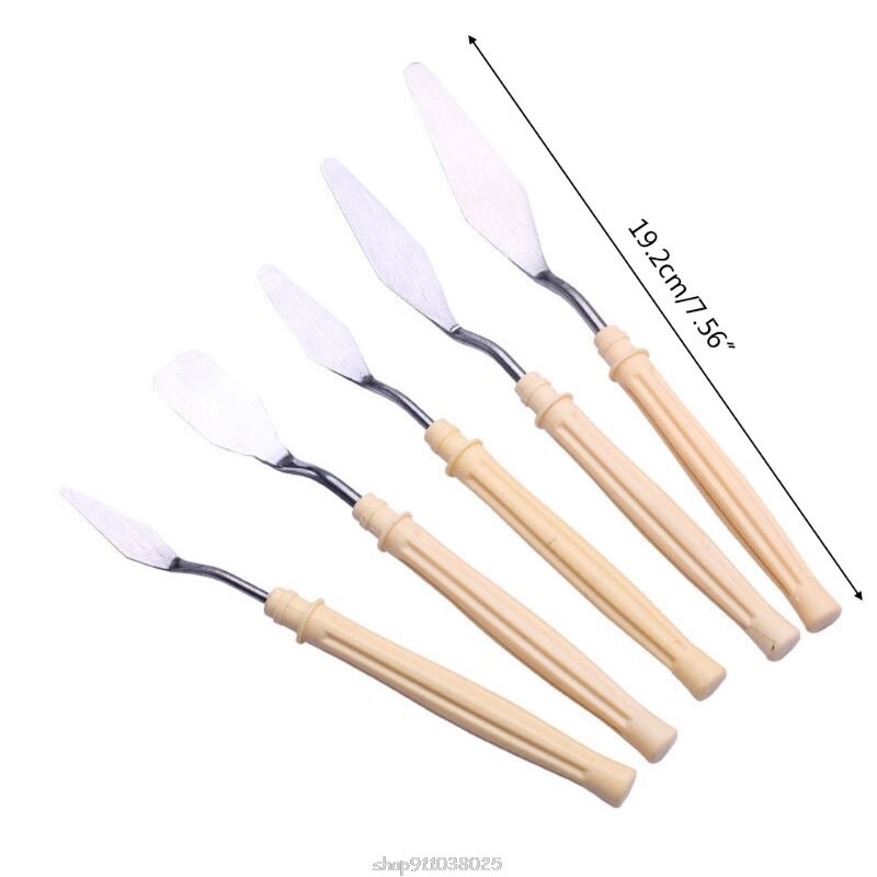 5 Stks/set Olieverf Paletmes Professionele Rvs Schraper Spatel Art Supplies Ja21 21