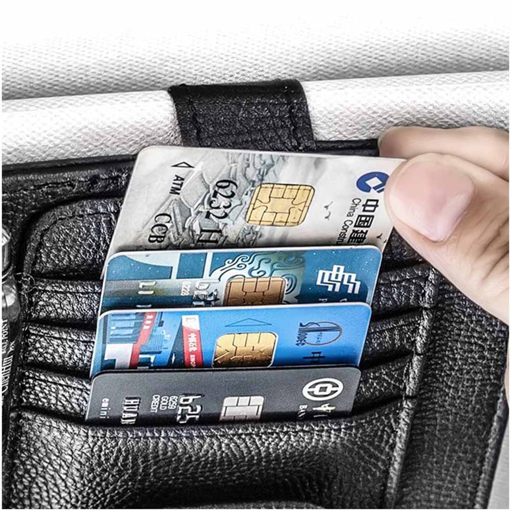 Voiture pare-soleil multifonction PU carte support d'emballage lunettes stockage stylo organisateur voiture sac suspendu Auto accessoires poche noir