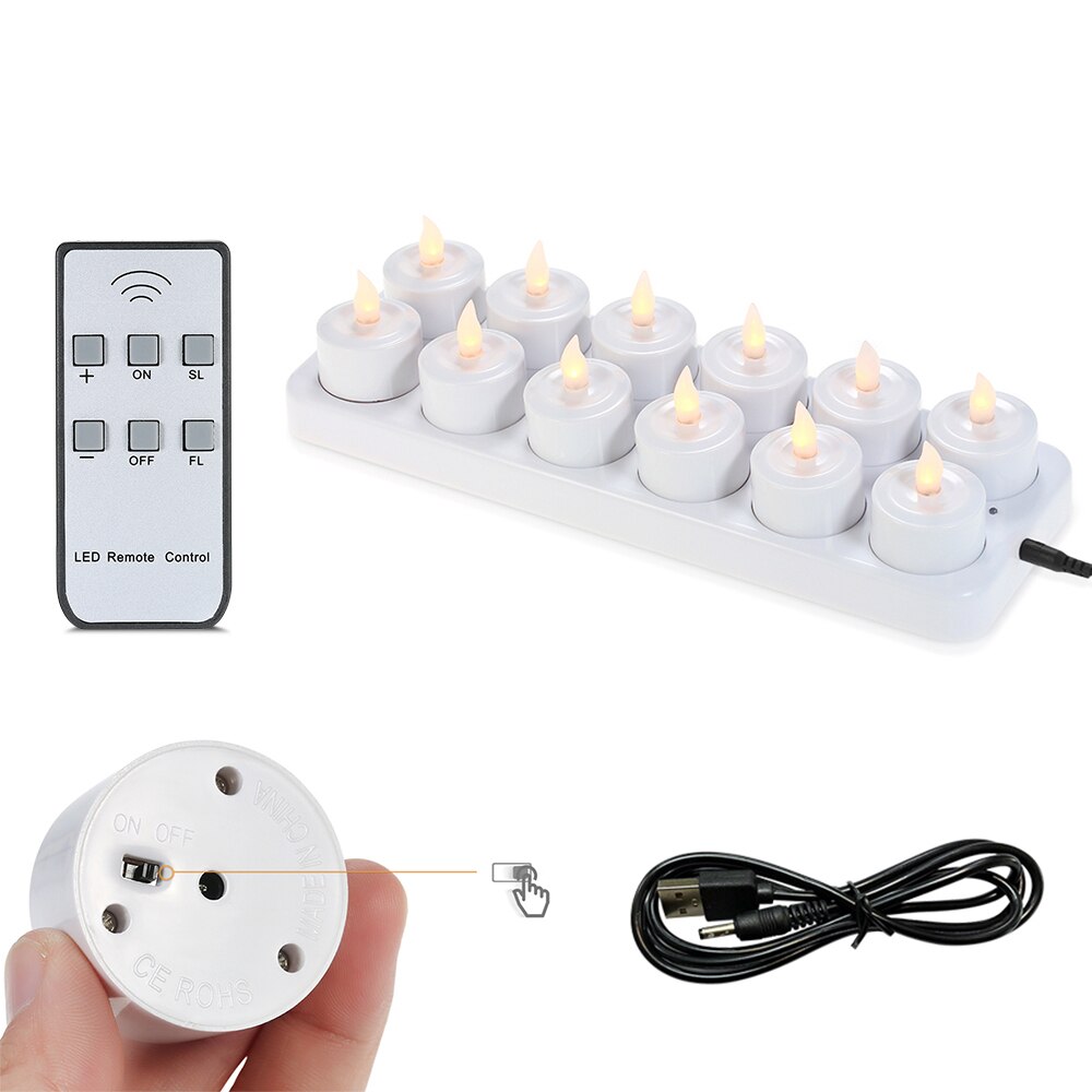 LED Kerzen USB Aufladbare LED Flackern Kerzen Flammenlose Kerzen mit Fernbedienung &Ampere; Ladung Basis LED Teelicht Kerzen