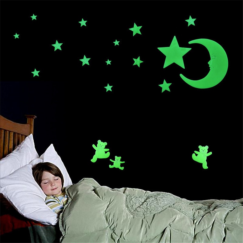 Funny Luminous glow in the dark bright fluorescent children LED toys -Moon and stars style Luminous Glowing Toy