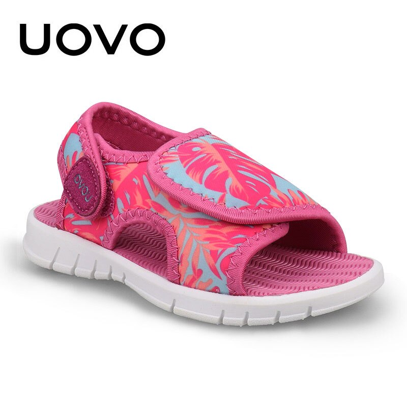 Barn sommar strandskor uovo enkla lättviktiga bekväma pojkar flickor sandaler storlek 23-31 småbarnsskor blå ros: Reste sig / 9.5