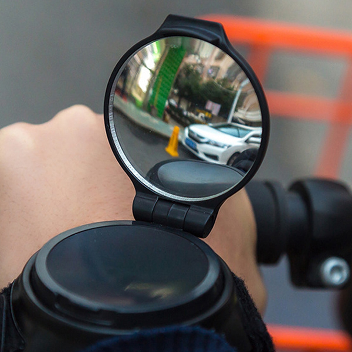 Zwarte fietsspiegels fiets polsspiegel achteruitkijkspiegel polsband motorfiets stuur reflector polsband spiegel rijuitrusting