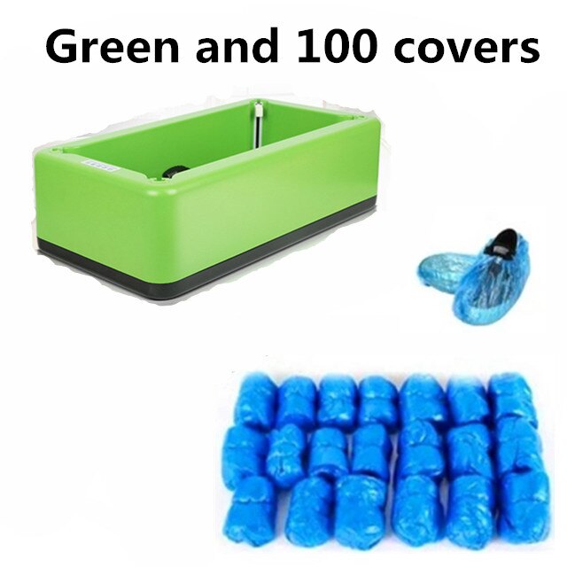 Automatic Shoes Cover Dispenser Household Stepping Disposable Booties Maker Anti Droplet Dust Machine Shoe Cover For Home Office: Green and 100 covers