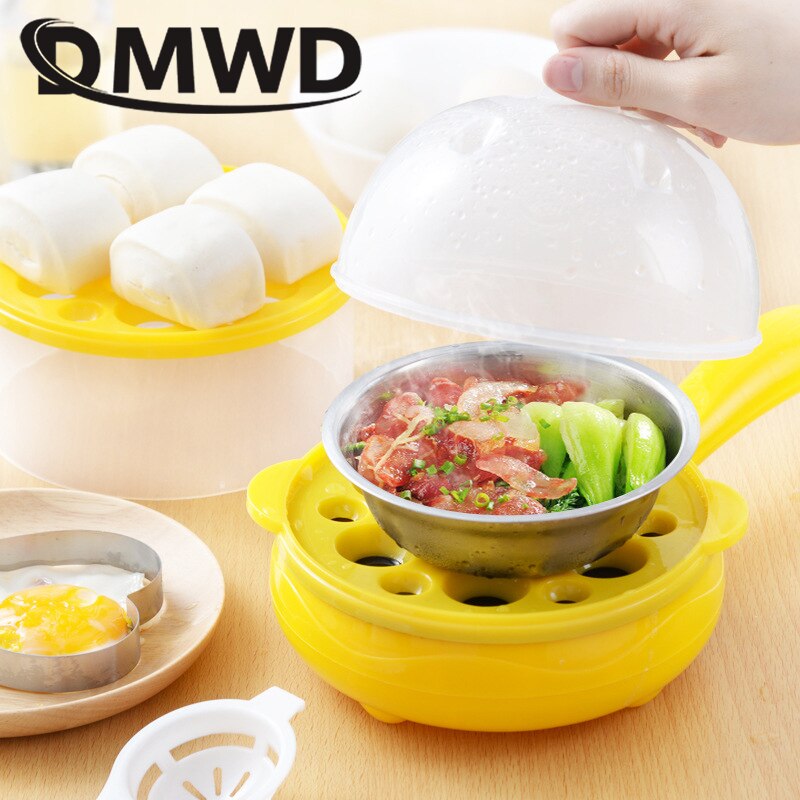 Multifunction Household Mini Egg Omelette Pancake Fried Steak Frying Pan Non-Stick Boiled Eggs Boiler Steamer Cooker 110V/220V