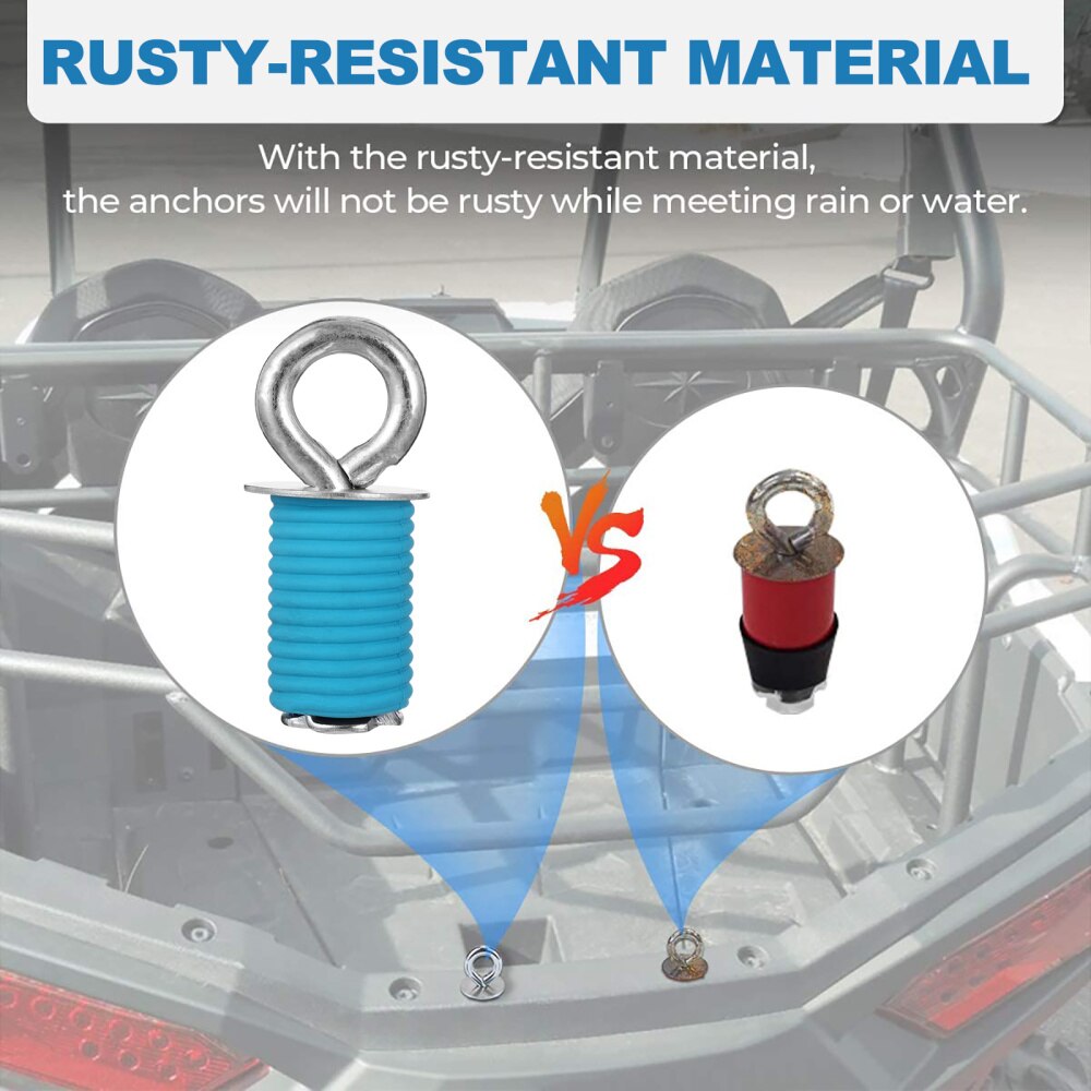 6pcs ATV Fixing Anchor UTV Bed Anchor Cargo Hole Anchors Tie Down Anchors