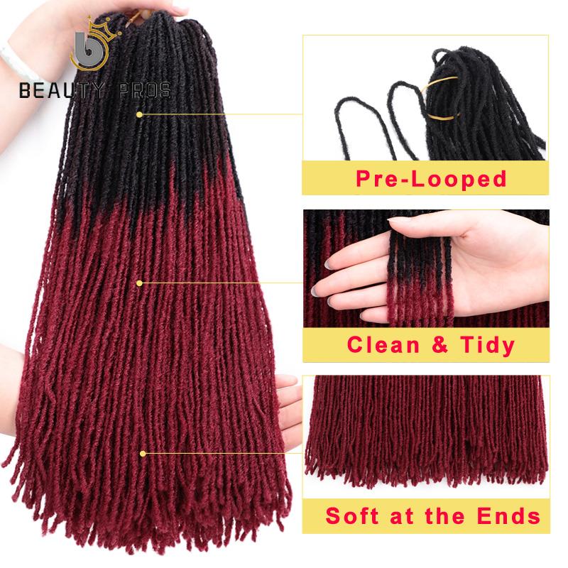 BEAUTY PROS Sister Locks-trenzas de ganchillo con degradado Dreadlocs, 18 pulgadas, pelo trenzado sintético Dread Loc para mujer