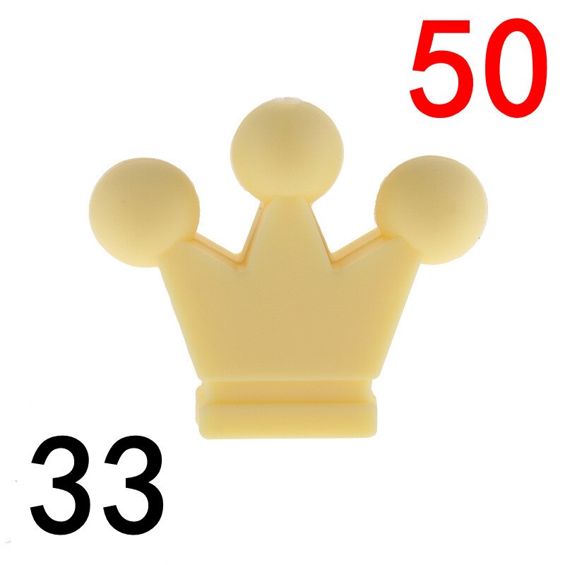50pcs Silicone Crown Beads Baby Teether Necklace Bead Infant Baby Chewing Jewelry Accessories Food Grade Silicone: 33 Cream yellow