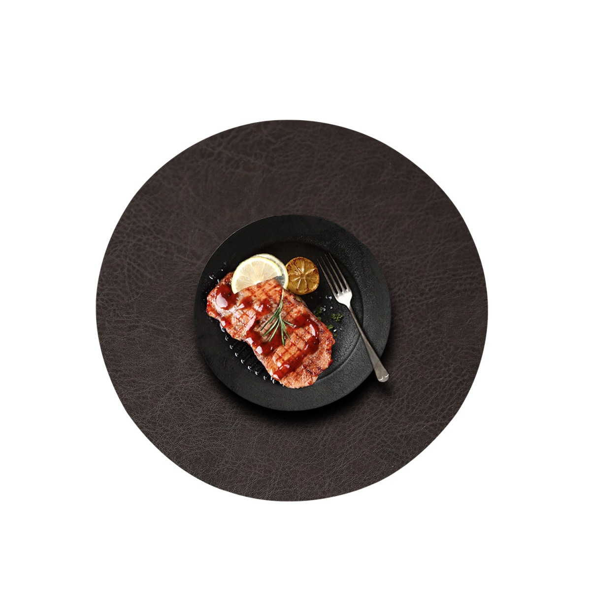 Napperons Ronds en Cuir PU, Motif Peau de Vache Lavée, Tapis de Table pour Table à Manger, Cuisine, Décoration de ix