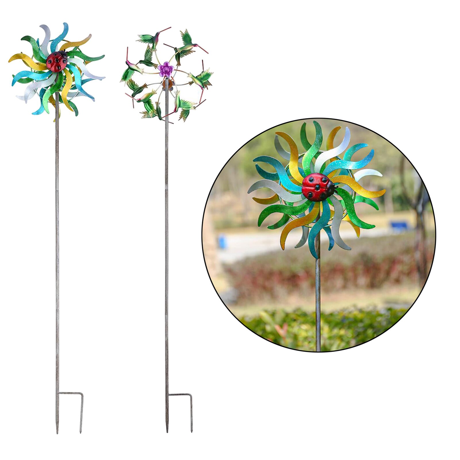 Outdoor Wind Spinners with Stable Stake Metal Art Garden Spinner Windmill Home Decor
