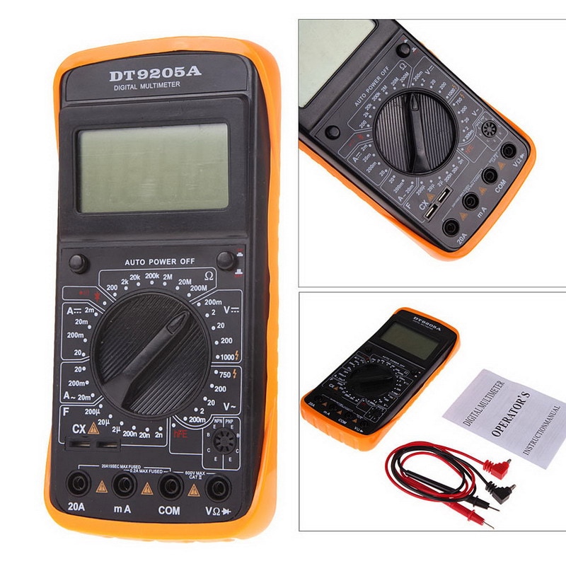 DT9205A Digital Multimeter LCD AC/DC Ammeter Resistance Capacitance Transistor Tester Diagnostic-tool Electronic multi meter