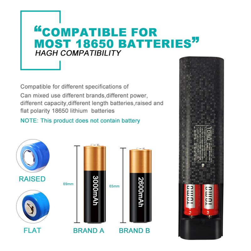 -Tomo Smart Power Charger Zaklamp Functie Power Bank Case 2X18650 Batterij Oplader Draagbare Power Bank Box Voor Telefoon charg