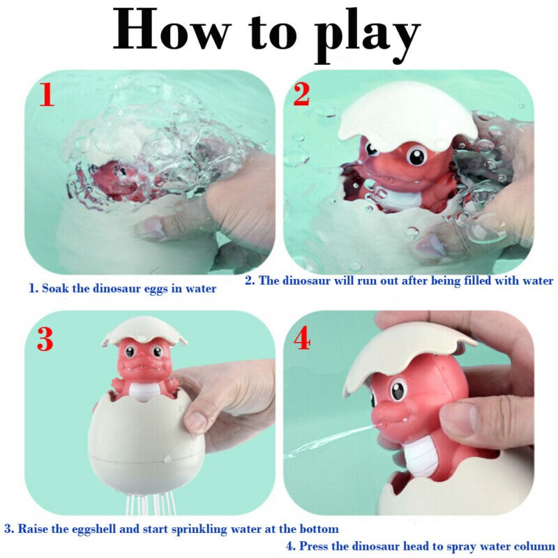 Juguete de baño para niños, juguete de baño flotante, huevo rociador, juguete de dinosaurio para jugar en el agua