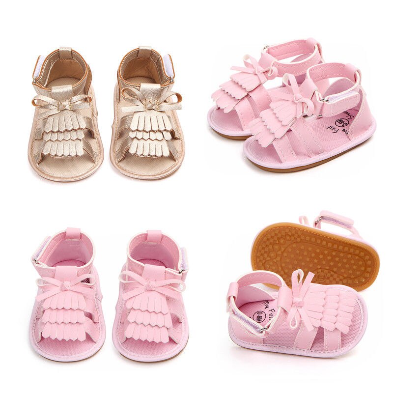 Focusnorm prinses baby babymeisje zachte zool prewalker zomer kwastjes sandalen schoenen voor babymeisje 0-18 maanden