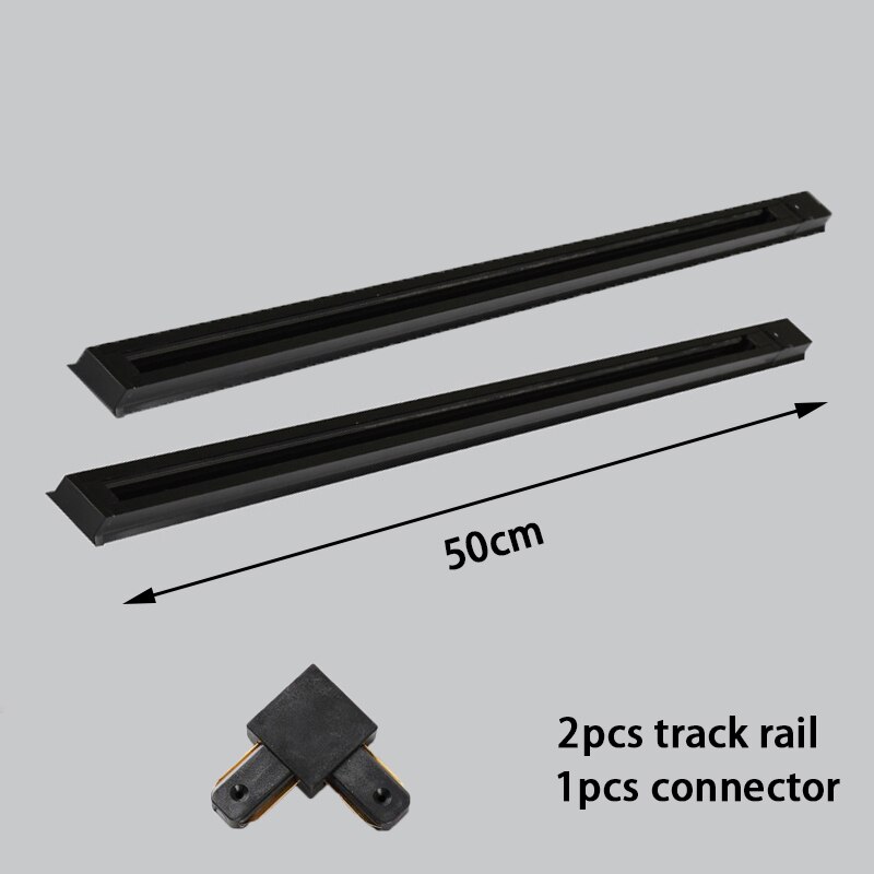 Black/white 0.5M 1M Led Track Rail 220V Aluminum Led Track Light Rails Straight/L Shape Connectors for Track Rail Spotlight: 2pcs 0.5m track1
