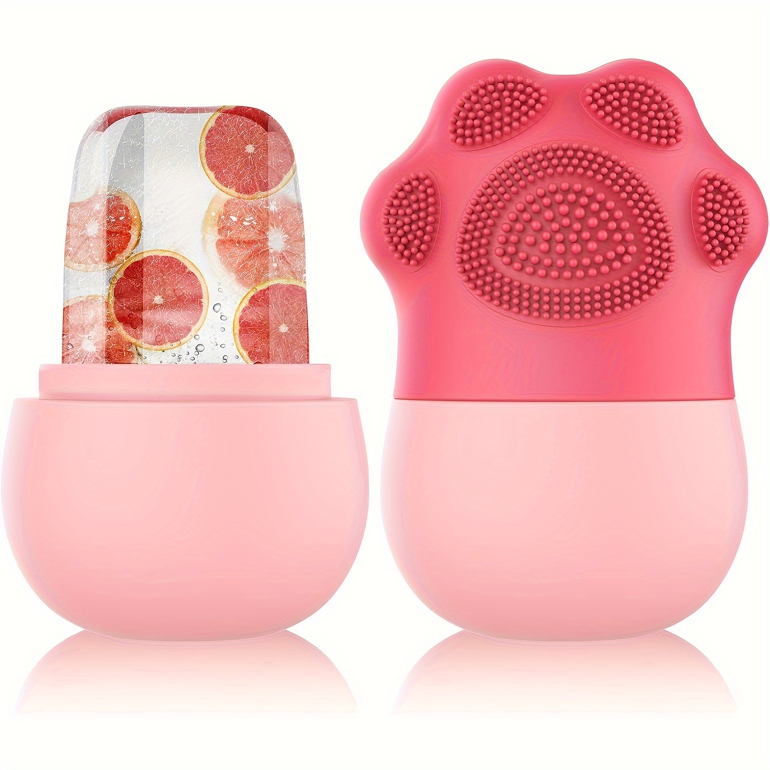 Rolo de gelo facial para cuidados com a pele - reduz o inchaço dos olhos e massagem facial - Ferramenta de beleza de silicone para mulheres: Rosa