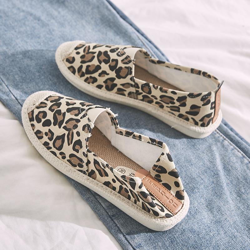 Alpargatas de leopardo de de para mujer, mocasines casuales de pescador con ventilación, zapatos casuales cómodos, zapatos