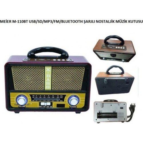 Meier – panier intelligent Radio nostalgique Rechargeable M-112BT, USB/SD/MP3/Bluetooth, et structure Portable