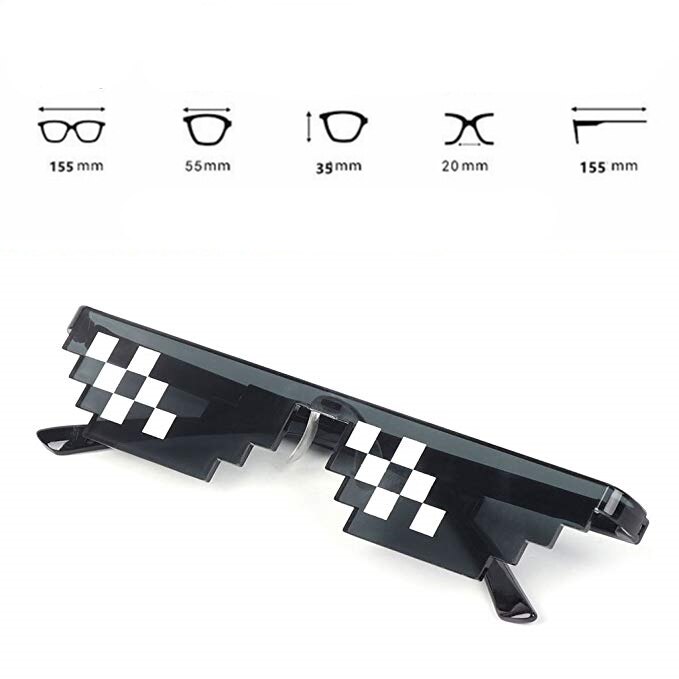 1Pcs 8 Bit Thug Life Zonnebril Pixelated Mannen Vrouwen Party Brillen Mozaïek UV400 Vintage Eyewear Speelgoed Fietsen Zonnebril