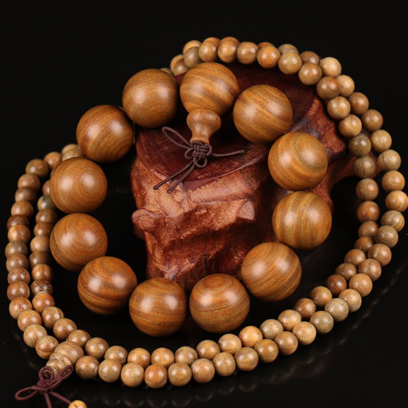 Buddhistischen Holz Armbänder, natürliche GrüNe Sandelholz Perlen Armbinde, Gebet Große Perle Mala Armbinde Frauen Männer Schmuck