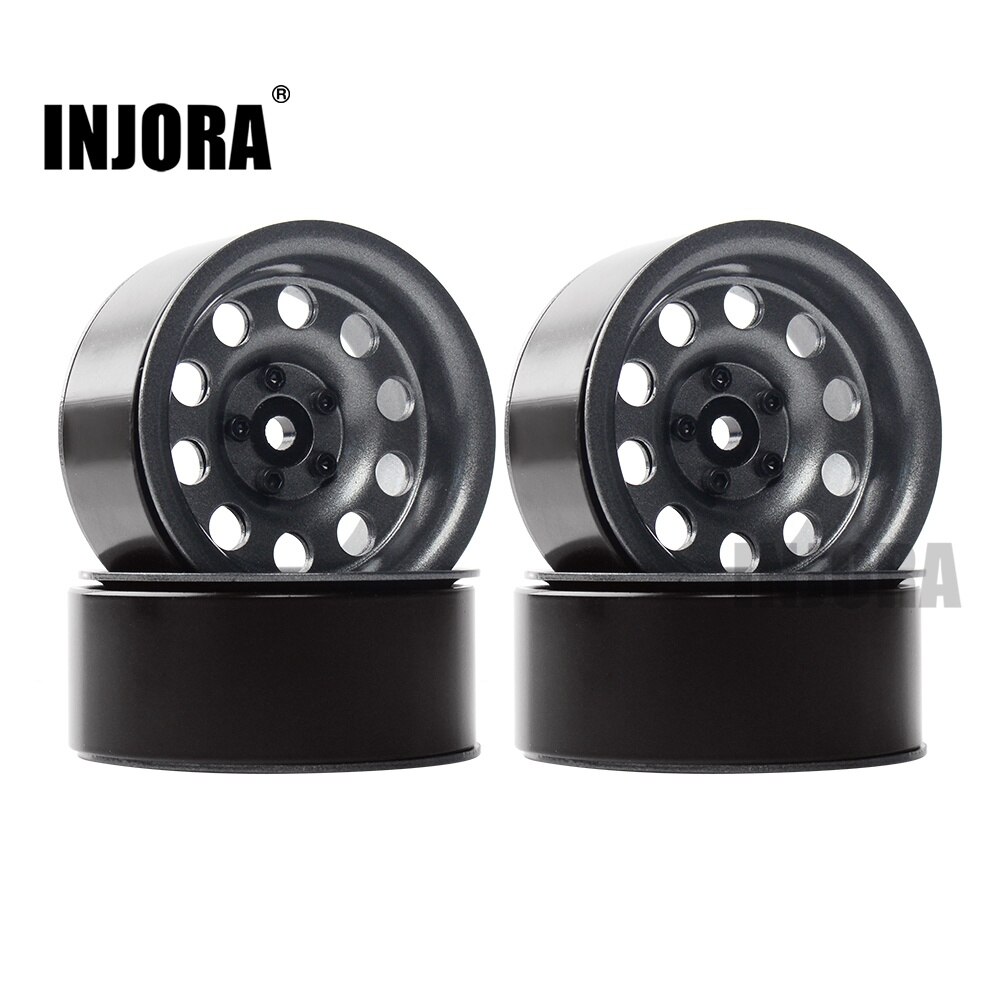 Injora 4 Stuks Metal 2.2 Inch Beadlock Velg Voor 1/10 Rc Crawler Axiale SCX10 RR10 90053 AX10 Wraith 90056 90045 90048 Yeti: Grey AX2016