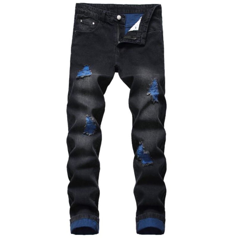 2022 Mens Ripped Jeans Autumn Slim Fit Denim Pants Male Jeans Distressed Destroyed Trousers pantalones hombre: 509Black / 42