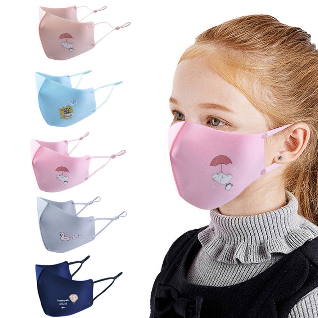5pcs Children Ski Fasemask Dustproof Reusable Fabric Bandana Cute Cartoon Animal Printed Masque Bandana
