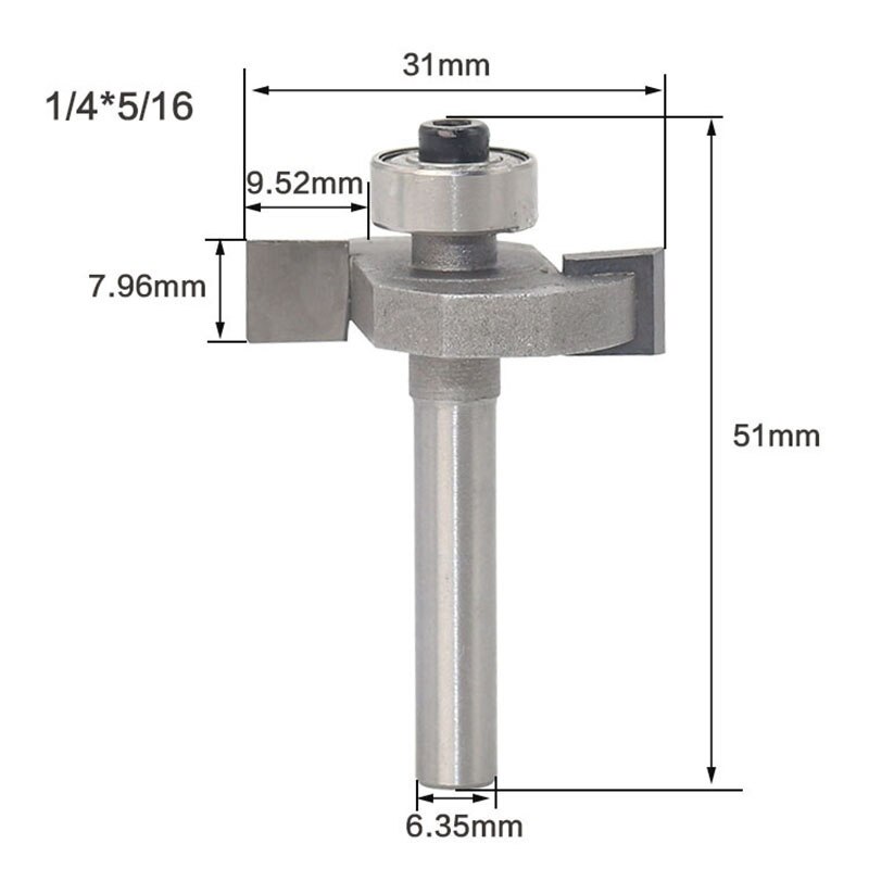 1Pc 1/4 "6.35Mm Schacht Frees Houtsnijwerk T-Type Biscuit Gezamenlijke Slot Cutter Voegwerk Steken router Bit Cutter Werken: 06