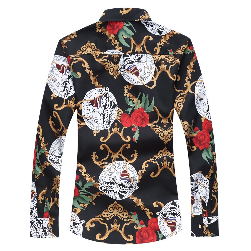 Jz chief england-stijl herenoverhemd met lange mouwen, bloemenprint, hawaiiaans overhemd, casual, slim fit, kleding, plus size 7xl, sociaal