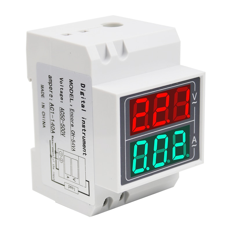 Din rail Dual Dual LED Display Voltage And Current Meter Din-rail Voltmeter Ammeter Range AC 50-500V