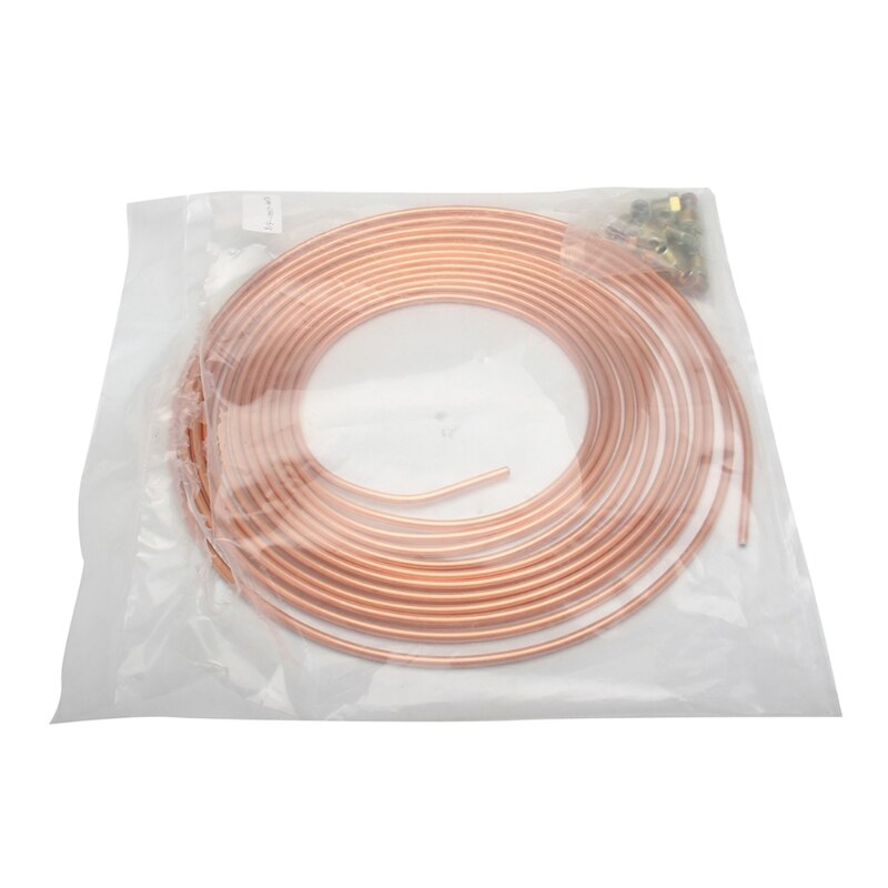 25 Ft 3/16" OD Copper-Nickel Brake Line Tubing Coil and Fitting Kit Universal Car SAE brake line fittings