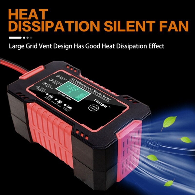 Auto Acculader 12V 6A Intelligent Snel Opladen Puls Reparatie Type Full Auto-Stop Dual-Mode Loodzuur voor Motorfiets