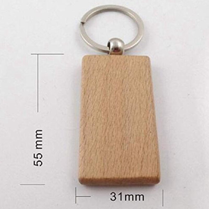 60 st blank rektangel trä nyckelring diy trä nyckelringar nyckelmärken kan gravera diy