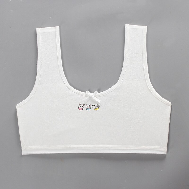 Giovani Ragazze Reggiseno di Formazione Pubertà Adolescente Biancheria Intima Per Bambini di Sport Morbido Corsa E Jogging Cotone Teenager Magliette E Camicette di Stampa Per Il Imbottito Canotta: white
