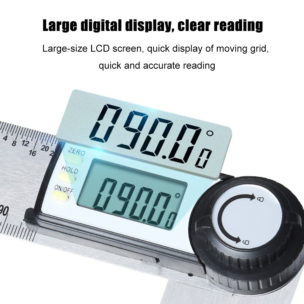 High-precision Protractor Finder Meter Stainless Steel LCD Digital Angle Ruler Multifunction Goniometer Carpentry Measuring Tool