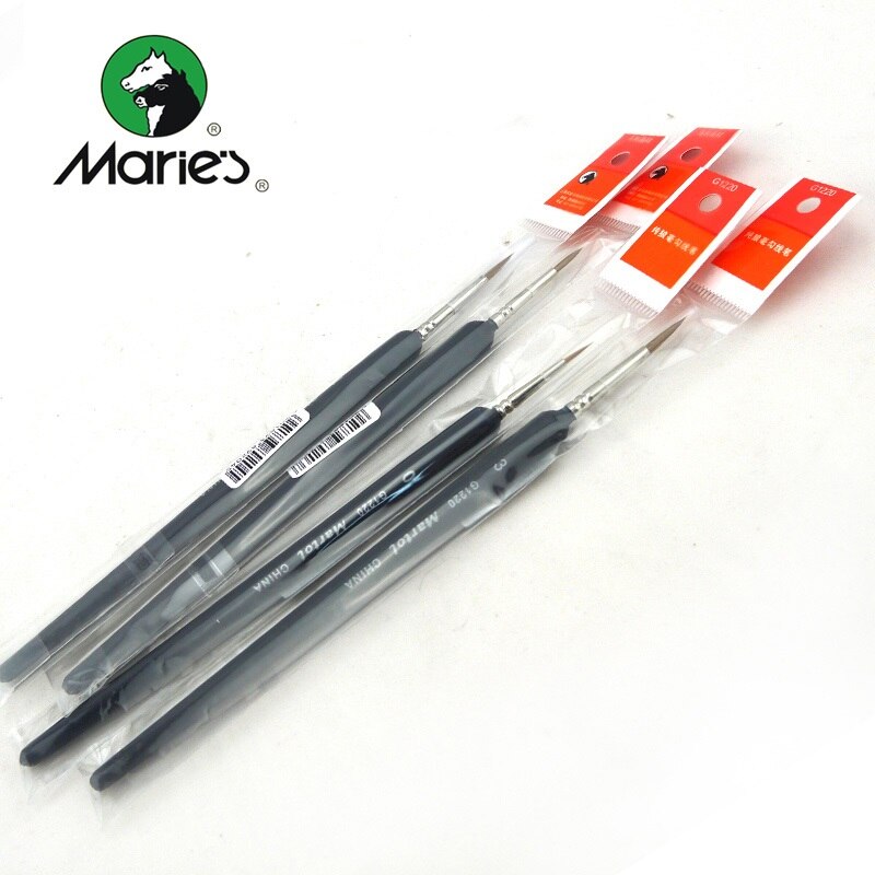 Marie 'S Wezel Haar Penselen Aquarel Acryl Olie Fijne Haak Lijn Pen Scriptliner Borstel 10 Pcs