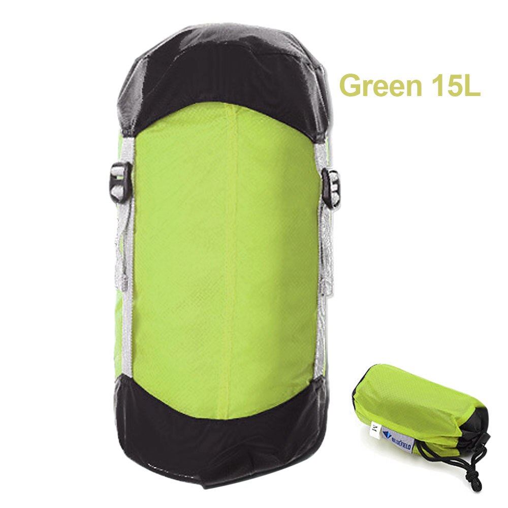 Lixada ultralette kompression ting sæk sovepose kompression sæk løbebånd arrangør 10l/15l/20l til vandring camping: Grøn 15l