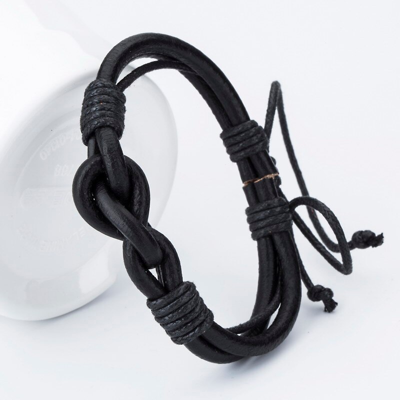 Armbänder Neue Charme Leder Armbinde männer Armbänder Beliebte Jungen DIY Verband Strang Handgemachte Webart Armbänder!: Schwarz1107