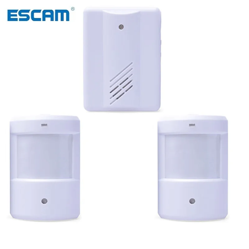 ESCAM draadloos infrarood alarm Deurbel Oprit Patrouille Garagesysteem Bewegingssensor 2 zenders met 1 ontvanger