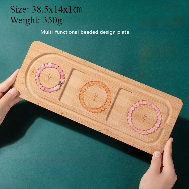 1 zestaw drewniana flokowana taca robić koralików DIY bransoletka naszyjnik elementy robić wyrobu biżuterii organizer robić koralików szara tablica z koralikami narzędzie pomiarowe: Różowy