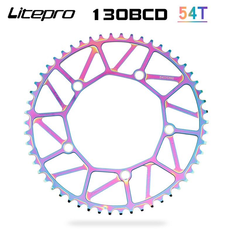 Litepro Folding Bicycle Tooth Chainring Positive Negative Tooth 46/48/50/52/56/58T Chainwheel BMX Bike Colorful Crankset 130BCD: SKY BLUE