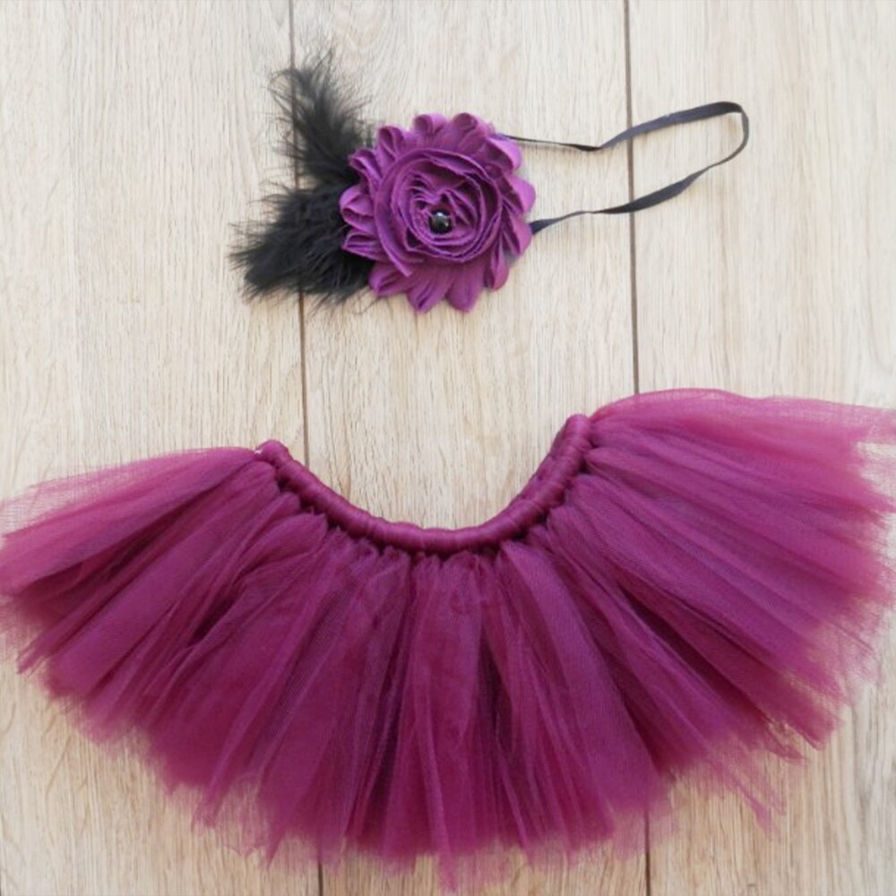 Kinderen Fotografie Kostuum Pasgeboren Bladerdeeg Rok Baby Bunny Tule Tutu Rok En Bloem Hoofdband Props Baby Verjaardagscadeautjes: purple