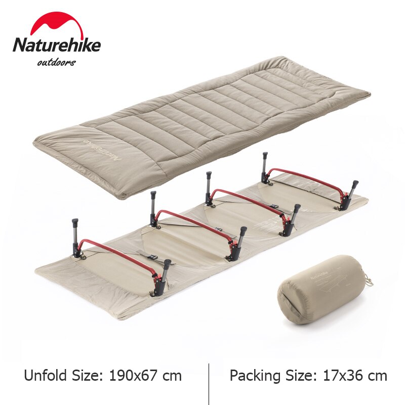 Naturehike Katoen Mat Camping Cot Mat Ultralight Slaapzak Pad Vouwen Bed Katoenen Matras Marching Matras Draagbare Camping Mat: 3-row button