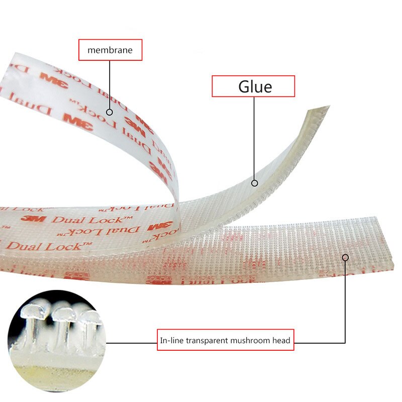 3M Dual Lock Black and Transparent Mushroom Adhesive Fastener Tape Velcros Adhesivo Type 400/25.4mm Width Strong Glue 1Meter