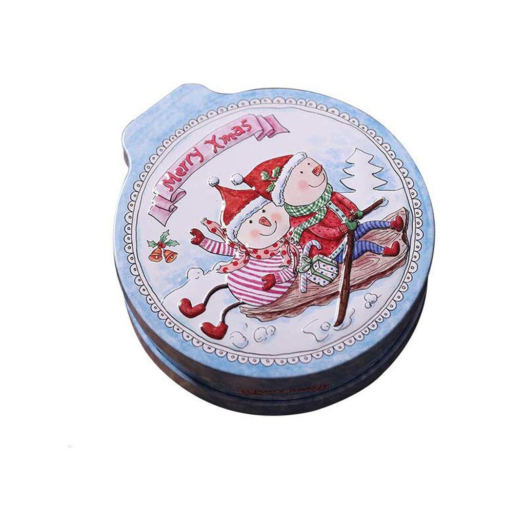 Christmas Tin Box Candy Cookie Storage Box Hanging Tree Xmas Party Decor Accessories Festival Navidad: D