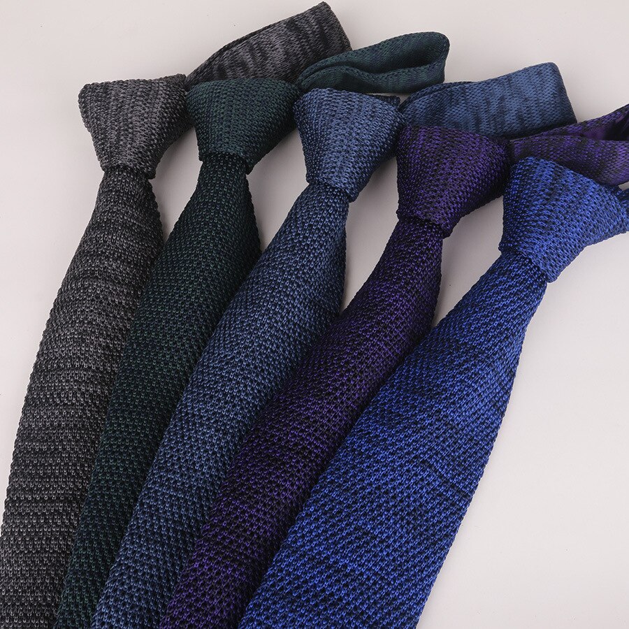 Cravate Fine 7cm Homme Cravate Fine Tricotée WANYING - 7cm - Avec Pochette - 100% Polyester - Style Décontracté Cravate Homme Décontractée