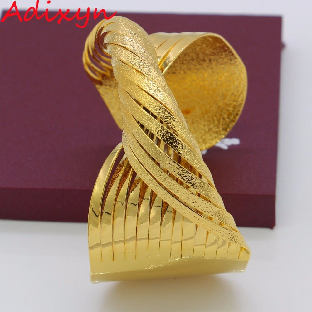 Adixyn-brazalete trenzado de oro para mujer, pulsera de Color dorado y cobre, Dubai, África, boda ancha, Joyería Árabe N01191