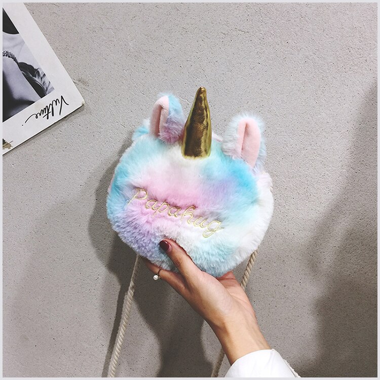 Bolso de mujer unicornio bolso de mano bolso de hombro con cremallera bolso lindo mensajero portátil Bolso pequeño de bandolera para mujer