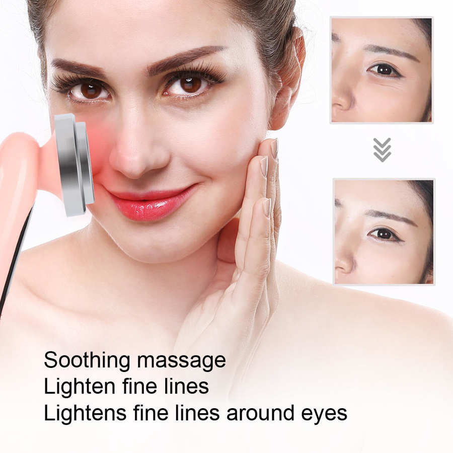 Limpiador facial de iones, reafirmante de poros, cuidado de los ojos, instrumentos para el rejuvenecimiento de la piel con luz roja (rosa)