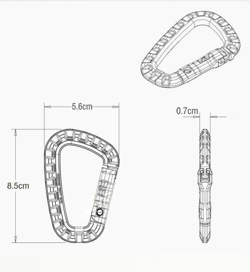 1pcs D Shape Mountaineering Buckle Snap Clip Plastic Steel Climbing Carabiner Hanging Keychain Hook Fit Outdoor