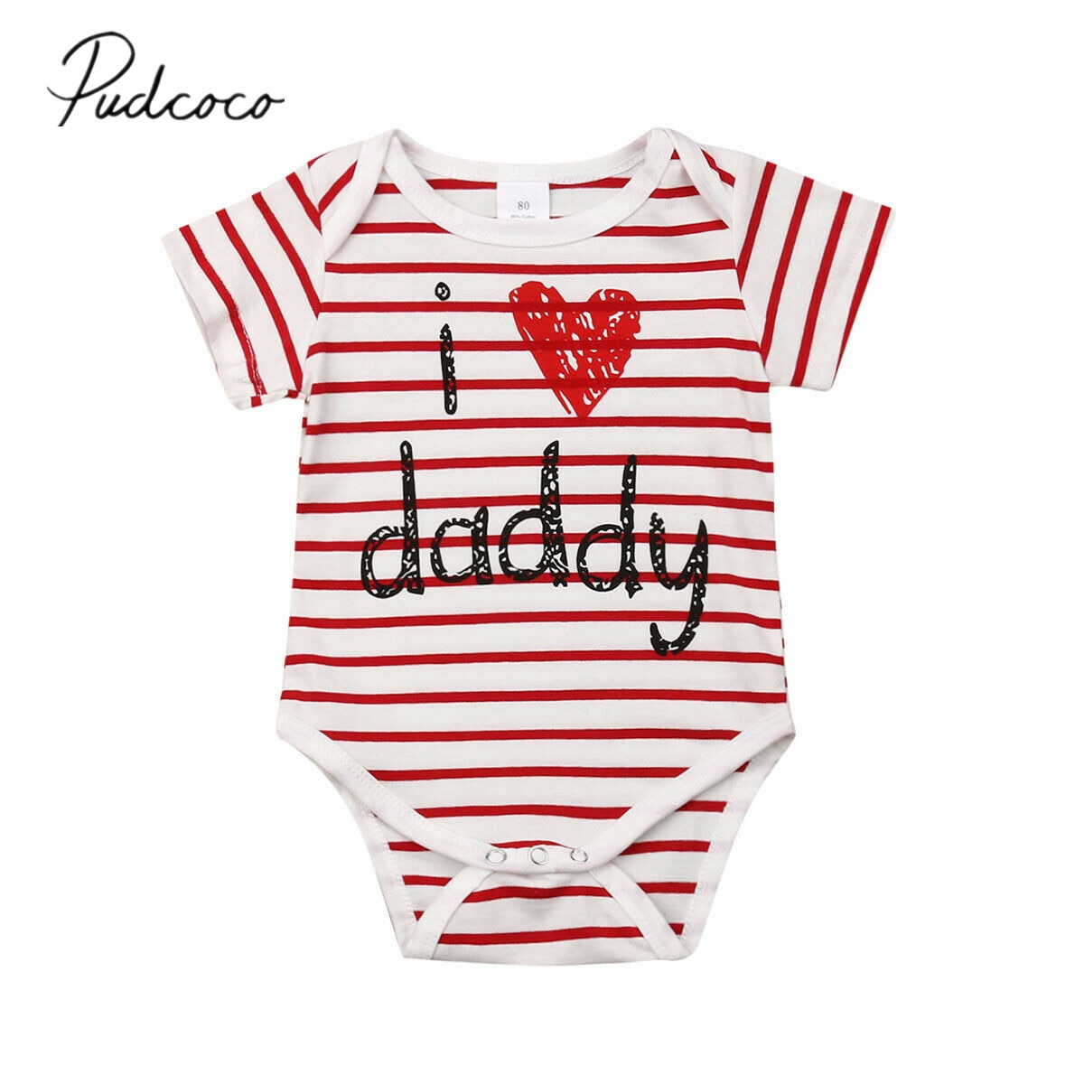 Pyjama d&#39;été en coton pour bébés garçons et filles, vêtements rayés, combinaison I Love Daddy,